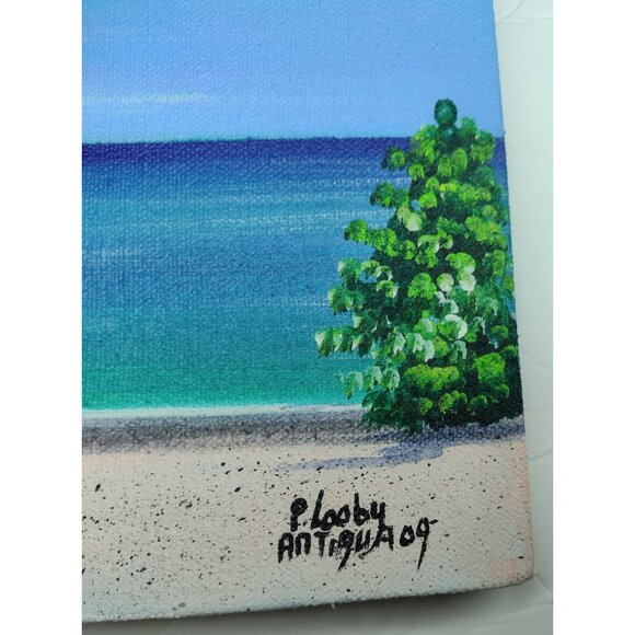Antigua Beach Shoreline Original Oil Paintings on Canvas Signed P Looby 2009 - Picture 6 of 6